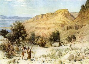 Le camp de David à Ein Gedi où il se cachait - Bible - William Brassey Hole