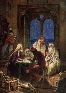 Juifs érudits écrivant des rouleaux de la Bible