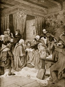Robert Bruce conférant une charte, 1329, illustration de 