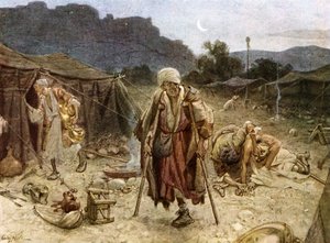 Les quatre lépreux pillant le camp des Syriens - Bible - William Brassey Hole