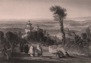 Vue du Sacro Monte à Varèse, Lombardie, Italie (gravure sur acier par T Willmore d