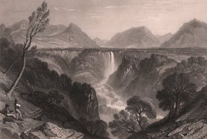 Vue des chutes de Marmore (Cascata delle Marmore) près de Terni, Ombrie, Italie, gravure sur acier par James Tibbitts Willmore (1800-1863) d