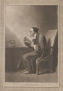 Pantalon : La sixième âge se transforme en pantalon maigre et pantouflé Shakespeare, Comme Y..., 1799 - William Bromley