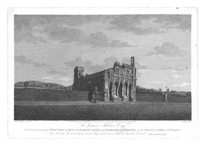 Vue ouest de la chapelle du roi Édouard sur le pont de Wakefield dans le comté de York, vers 1800