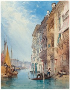 Une gondole sur le Grand Canal, Venise - William Callow