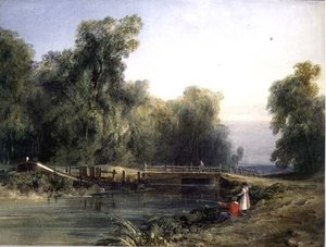 Enfants pêchant à la ligne - William Callow