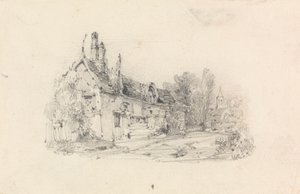 Ferme avec église au loin - William Callow