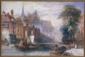 Vue sur la Nieuwe Kerk et la Nieuwezijds Voorburgwal à Amsterdam, depuis le Nord - William Callow