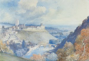 Château et ville de Richmond, Yorkshire - William Callow