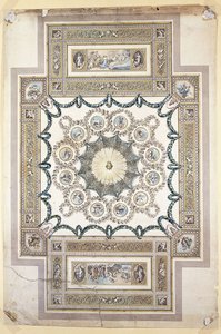 Conception pour le plafond de la bibliothèque à Woburn Abbey - William Chambers
