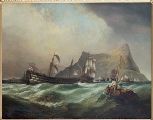 Neptune, remorquant la Victoire dans le port de Gibraltar après la bataille de Trafalgar - Clarkson Frederick Stanfield