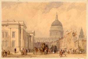 Le bureau de poste, St Martins le Grand, Londres, avec la cathédrale Saint-Paul au loin - Clarkson Frederick Stanfield