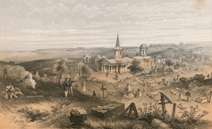 Cimetière de quarantaine et église avec batterie française n° 50 - William Crimea Simpson
