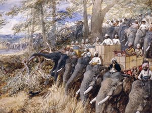 Le prince de Galles dans le Terai battant la jungle avec Sir Jung Bahadur Rana, 1876 - William Crimea Simpson