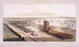 Brunswick Dock et East India Dock, Poplar, Londres, 1803 - William Daniell