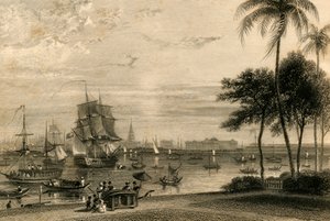 Calcutta, depuis Garden house reach, 1835 - William Daniell