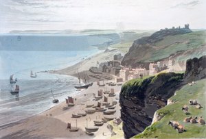 Hastings, depuis la falaise Est, 1823 - William Daniell