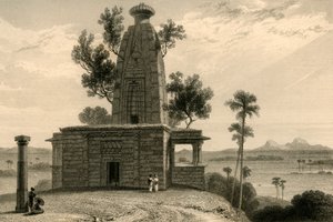 Temple hindou à Muddunpore, Bahar - William Daniell