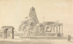 Le grand taureau et la pagode à Tanjore - William Daniell
