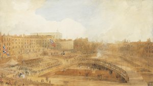 Le prince de Galles posant la première pierre du Théâtre Royal, Covent Garden, 31 décembre 1808 - William Daniell