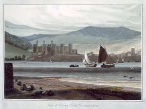 Vue du château de Conway, Caernarvonshire, Pays de Galles, 1814-1825