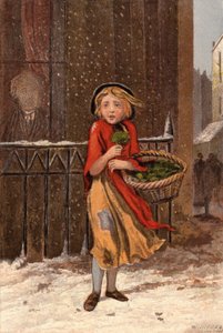 Pauvre fille vendant du cresson dans une rue enneigée - William Dickes