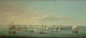 Navires marchands et de guerre britanniques, français, portugais et espagnols au large de Cadix - William Dixon