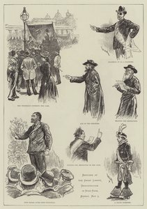 Croquis lors de la grande manifestation ouvrière à Hyde Park