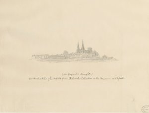Cathédrale de Lichfield - Vue sud-ouest - William Dugdale