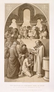 Le Baptême du roi Ethelbert (c.552-616) du Kent par Saint Augustin à Canterbury en 597, tiré de 