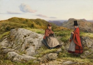 Paysage gallois avec deux femmes tricotant, 1860