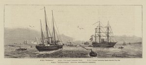 HMS Enchantress quittant le port de Portsmouth - William Edward Atkins