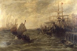 Jour venteux, port de Peel, île de Man - William Edward Webb