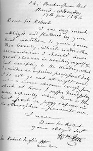 Une lettre de William Etty, 17 janvier 1844 - William Etty