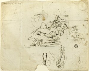 Esquisses de nu féminin allongé et couple amoureux - William Etty