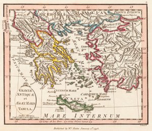Grèce antique. Mer Égée. Asie Mineure. Carte.