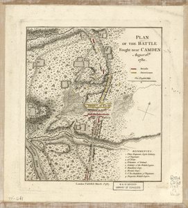 Plan de la bataille près de Camden, 16 août - William Faden