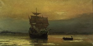 Le Mayflower à son arrivée au port de Plymouth, 1882 - William Formby Halsall