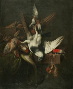 Nature morte avec pigeon mort, pinsons et capuchons de faucons - William Gowe Ferguson