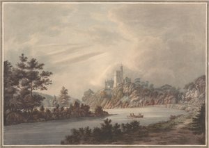 Paysage, château au bord d