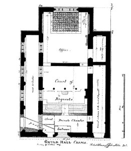 Plan de la chapelle Guildhall, King Street, Cheapside, Londres, 1819 1886