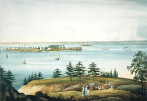 La Baie de New York et Governors Island vue de Brooklyn Heights, 1820-25 - William Guy Wall