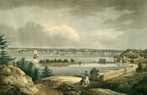 New York depuis les hauteurs près de Brooklyn, pub. 1828 - William Guy after Wall