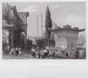 Fontaine et marché à Tophanne - William H. Bartlett