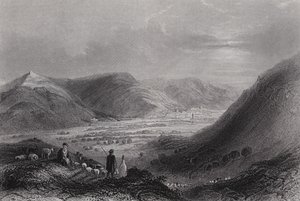 Mont Garizim et la vallée de Nablous, depuis le mont Ebal (gravure) - William H. Bartlett