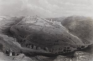 Mont Lion, Jérusalem, depuis la Colline du Mauvais Conseil - William H. Bartlett