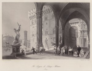 La Loggia di Lanzi, Florence, Italie (gravure) - William H. Bartlett