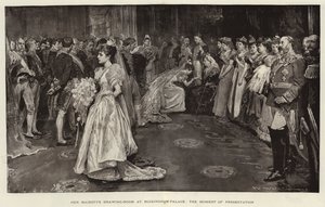 Le salon de Sa Majesté au palais de Buckingham, le moment de la présentation