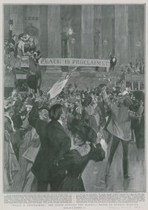 La paix est proclamée : La scène devant le Mansion House le dimanche soir - William Hatherell