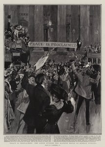 La paix est proclamée, la scène devant le Mansion House le dimanche soir